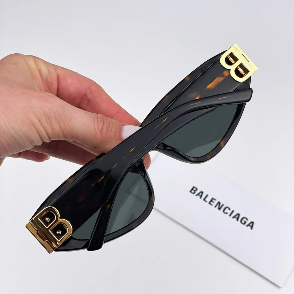 Balenciaga BB0095S 002 BRAND NEW Sunglasses Havana Brown Green Cat Eye Unisex